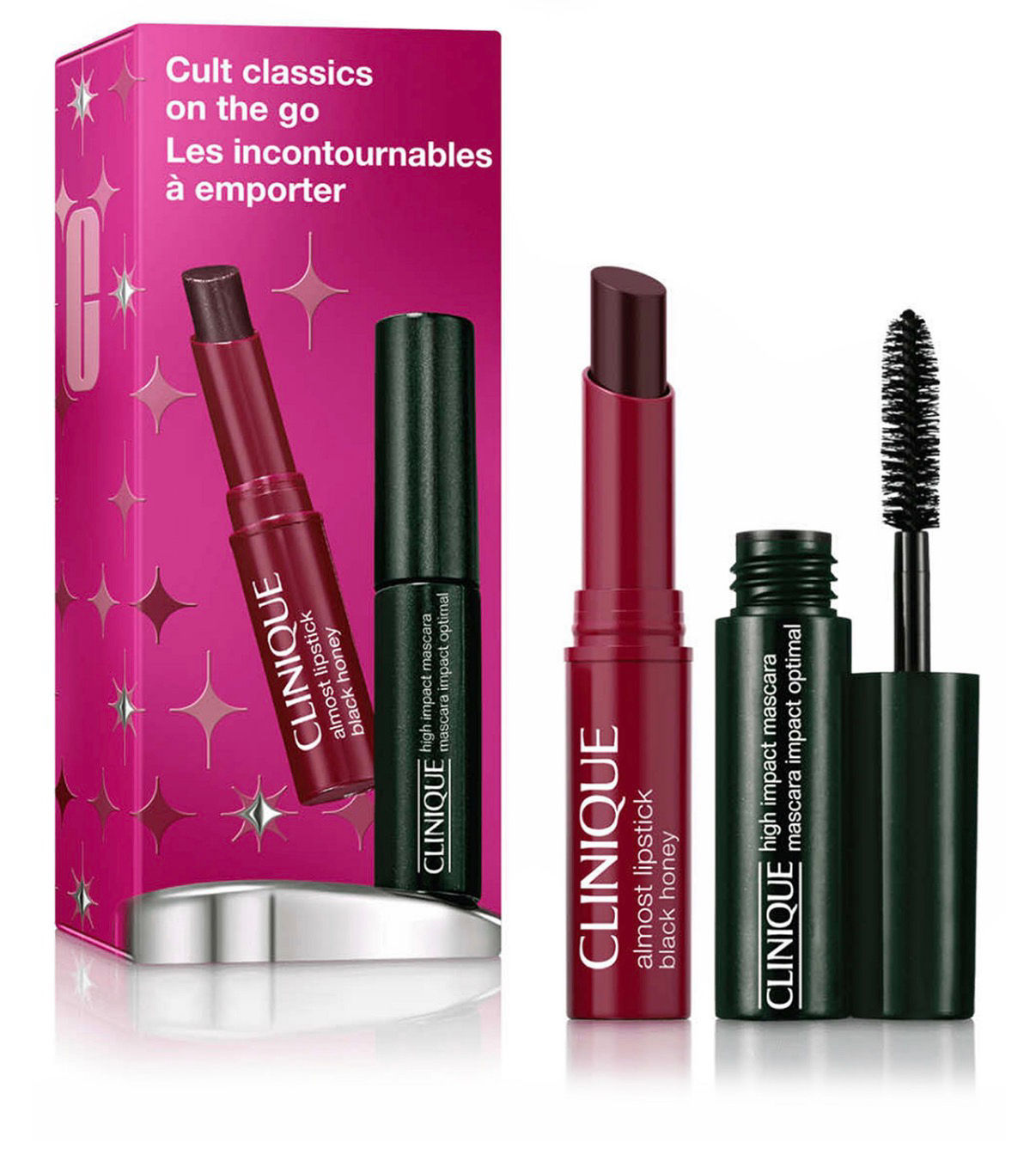 Clinique Cult Classics On The Go: High Impact Mascara + Black Honey Lip Mini Gif