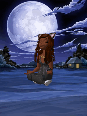 animated black woman levitating