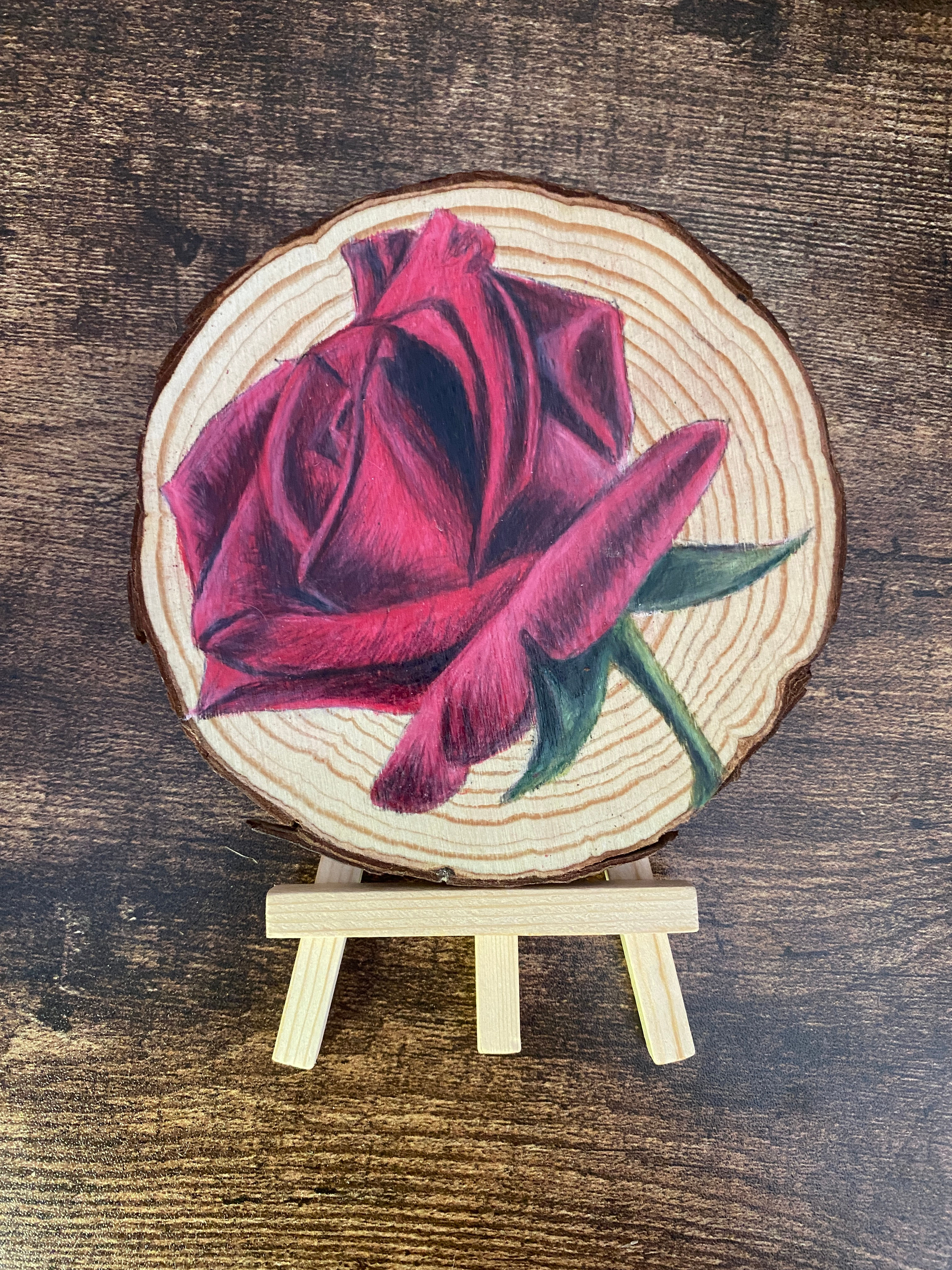 Rose - Wood slice Art