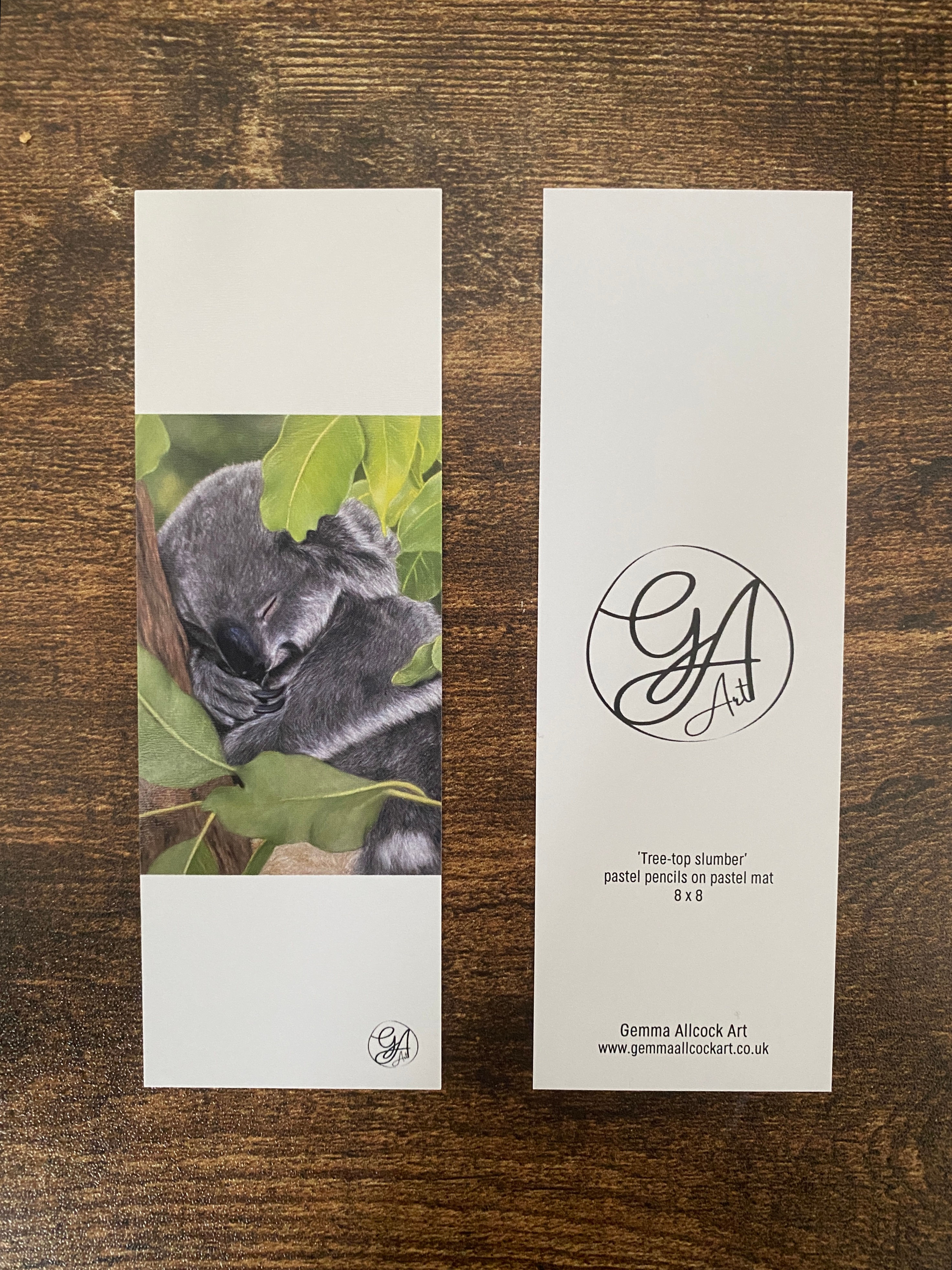 'Tree-top slumber' glossy printed bookmark