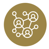 Icon of interconnected people representing a network.