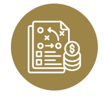 Sports strategy playbook icon with a stack of coins