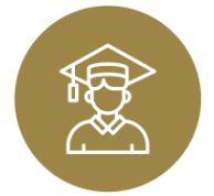 Line icon of a graduate wearing a mortarboard cap.