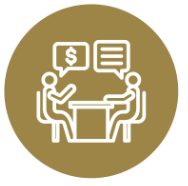 Icon of two people negotiating financial contracts.