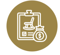 Icon of a rocking chair on a clipboard and money bag