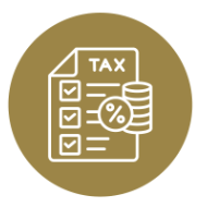 Tax form icon with checklist and coins