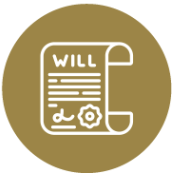 Icon of a legal will document with a seal.