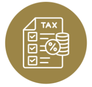 Tax compliance icon with checklist and coins