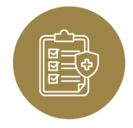 Medical checklist icon with health insurance shield