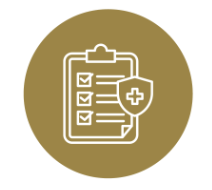 Icon of a health insurance checklist and shield.