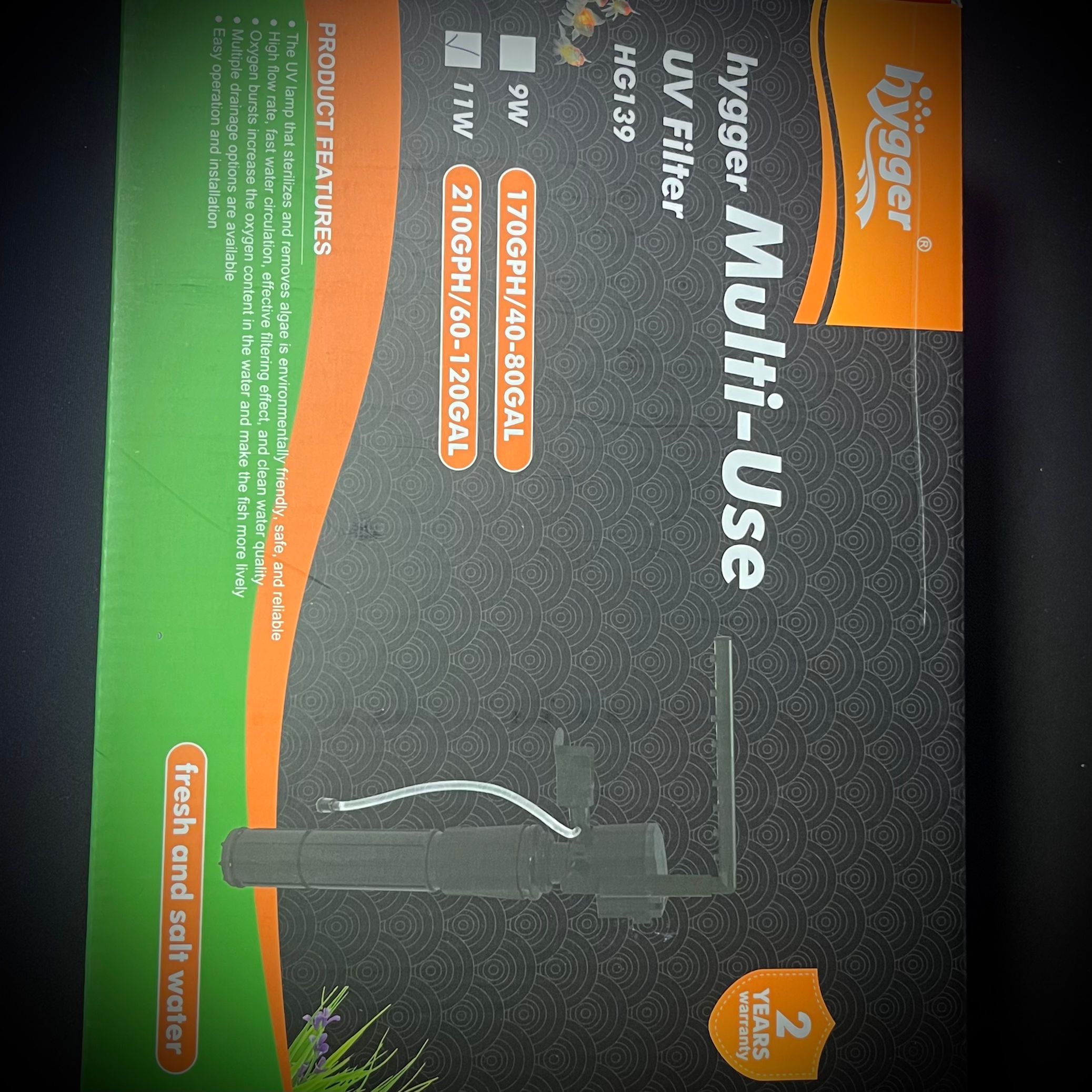 Hygger internal 11w UV filter