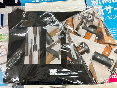 オーダーグッズビジネスショー2024 レスカルゴブース 父の道具をデザインしたグッズ サコッシュ 手ぬぐい