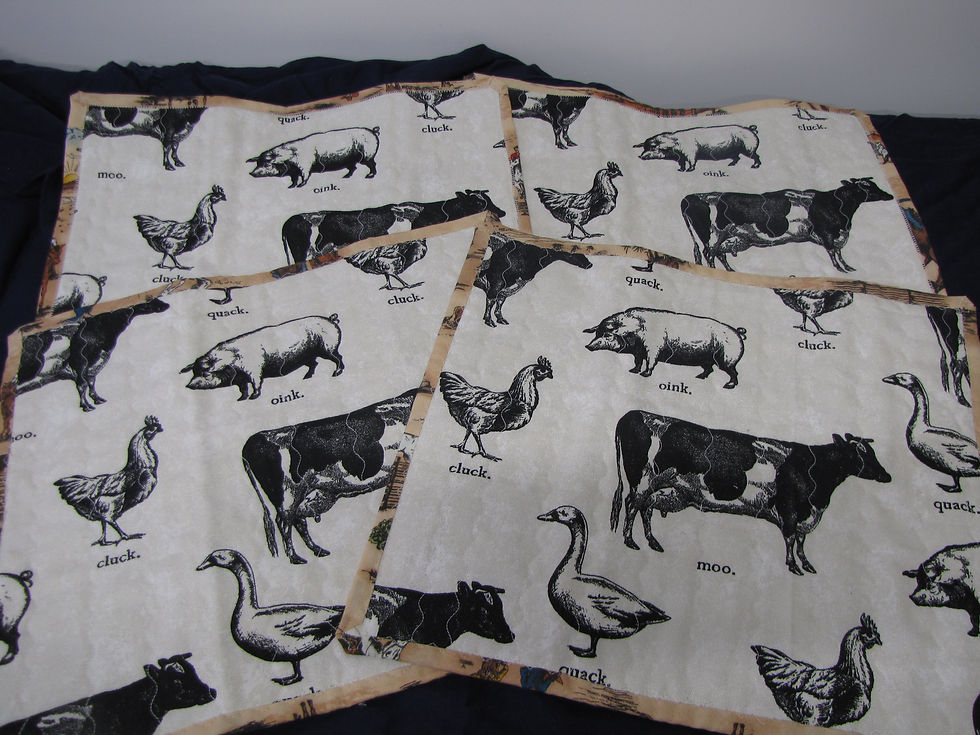 Farm House Cow, Pig & Chicken Place Mats - Set Of 4