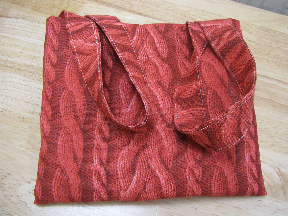 Thumbnail: Large and Sturdy Reusable Shopping Bag - Red Cable Knit