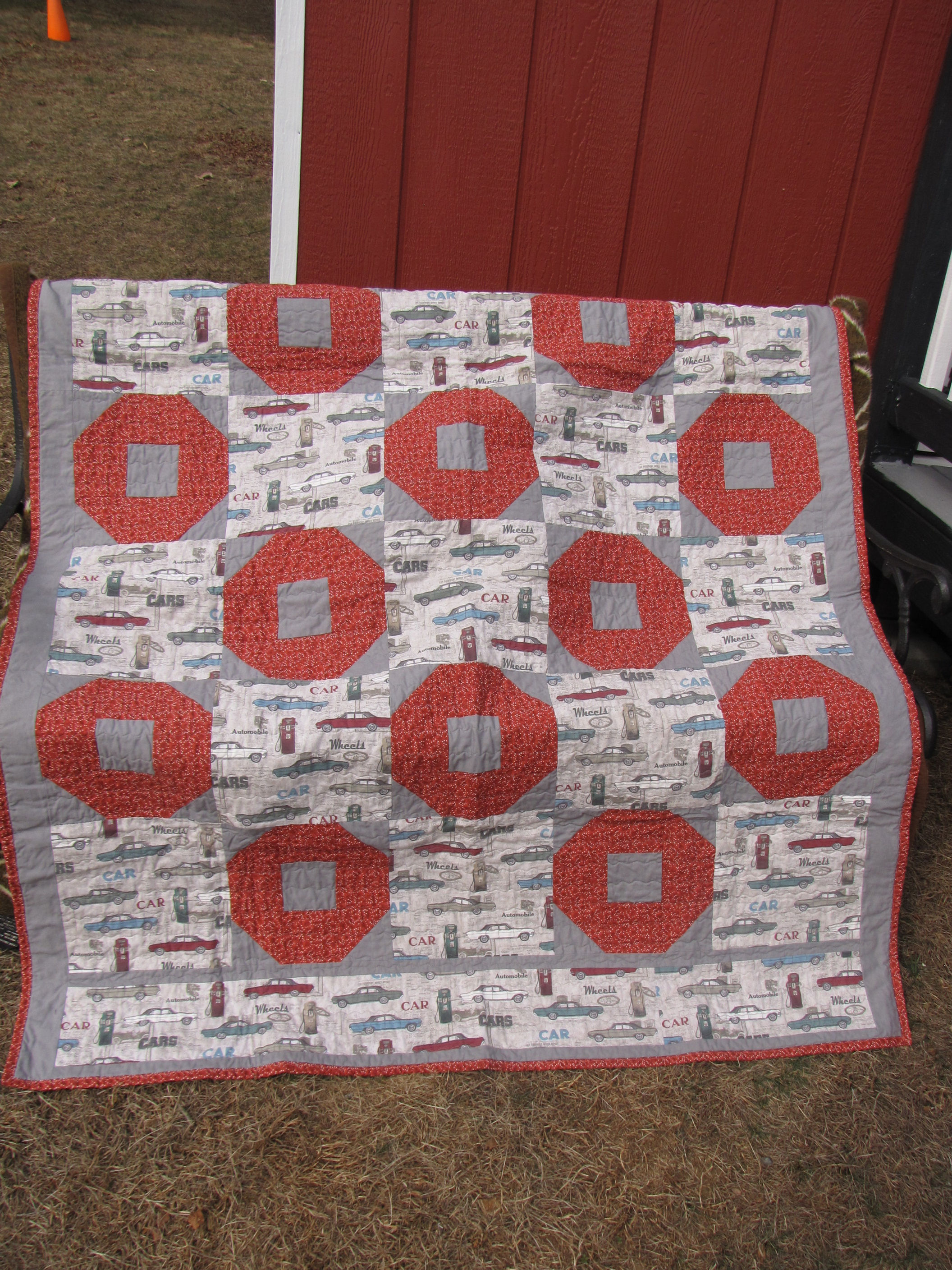 SoHo Auto Gray and Rust - Great Quilt for Dad or Grandpa