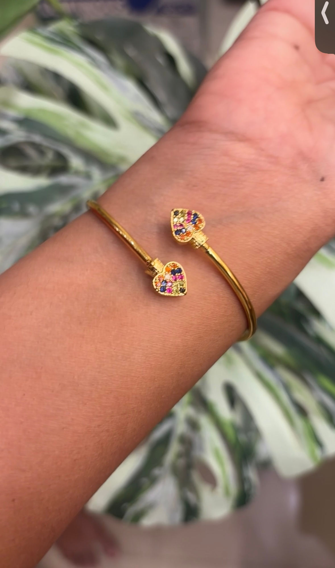 Gold Plated Adjustable Bangle - Love