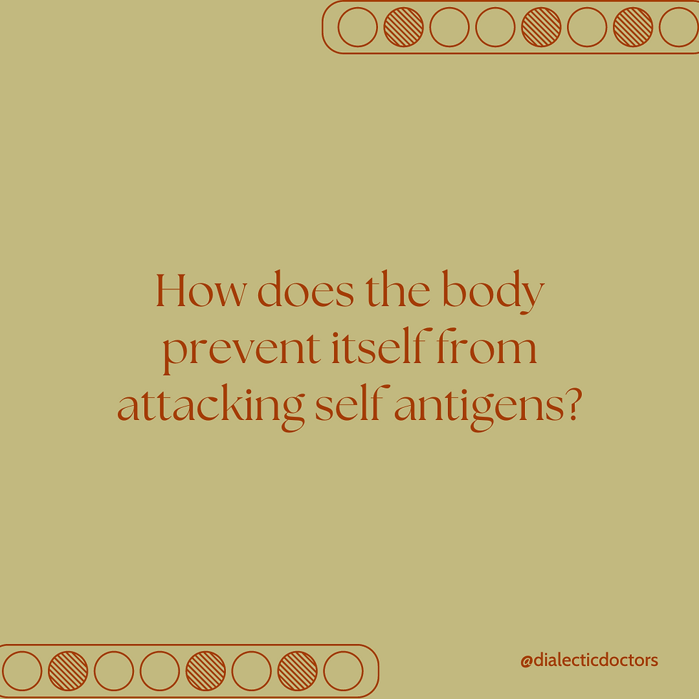 How does the body prevent from attacking self antigens?