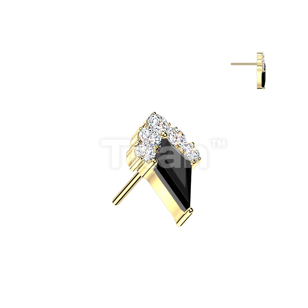 Titan Threadless Push In Kite and Round CZ Cluster Top