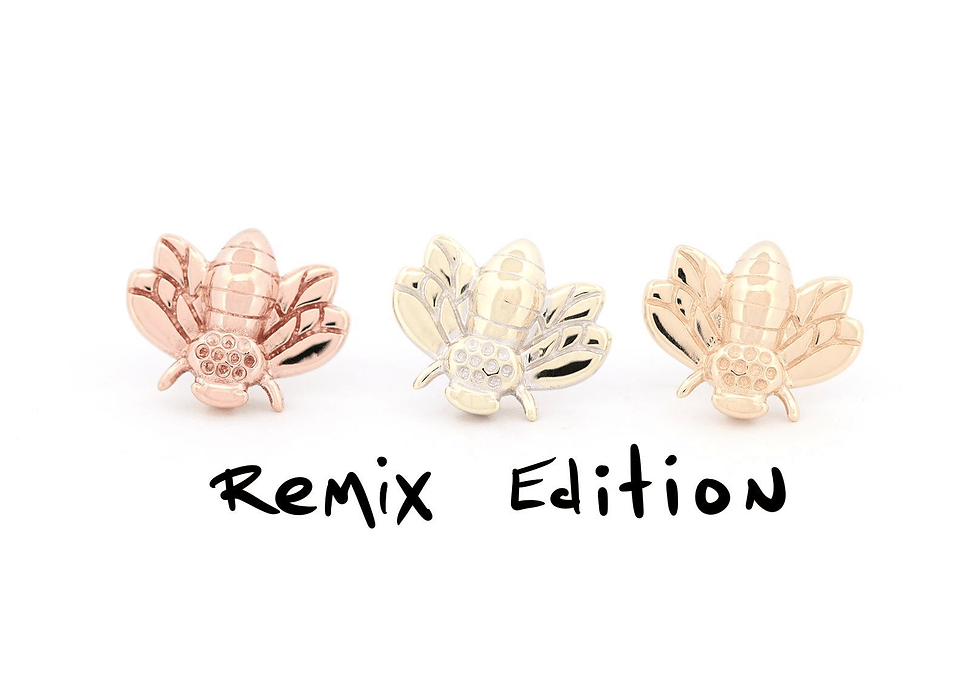 Thumbnail: Bees! Solid 14K Gold Threadless Piercing End Ornament