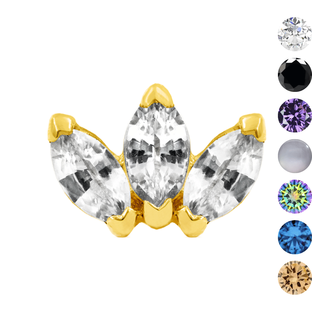 Junipurr Triple Marquise Fan Decorative End 14k Gold