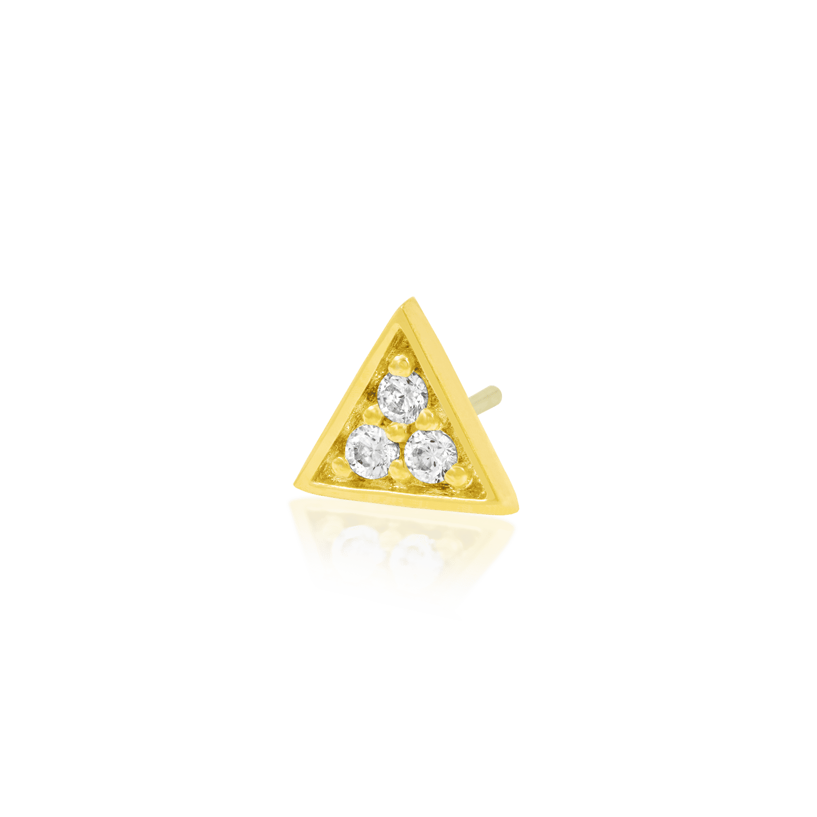 Junipurr Threadless Decorative End Gold Triangle 3 CZ Stones