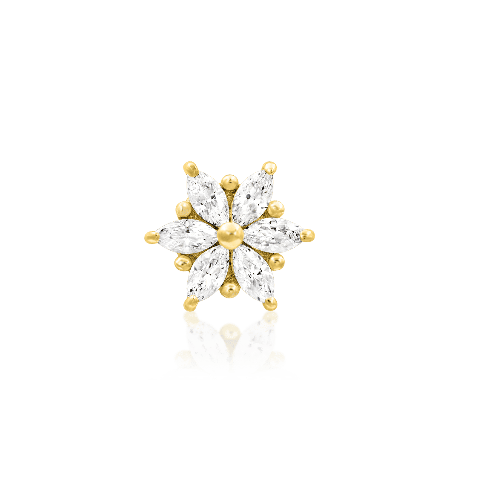 Junipurr Anastasia Threadless Decorative End 14k Gold Marquise Flower