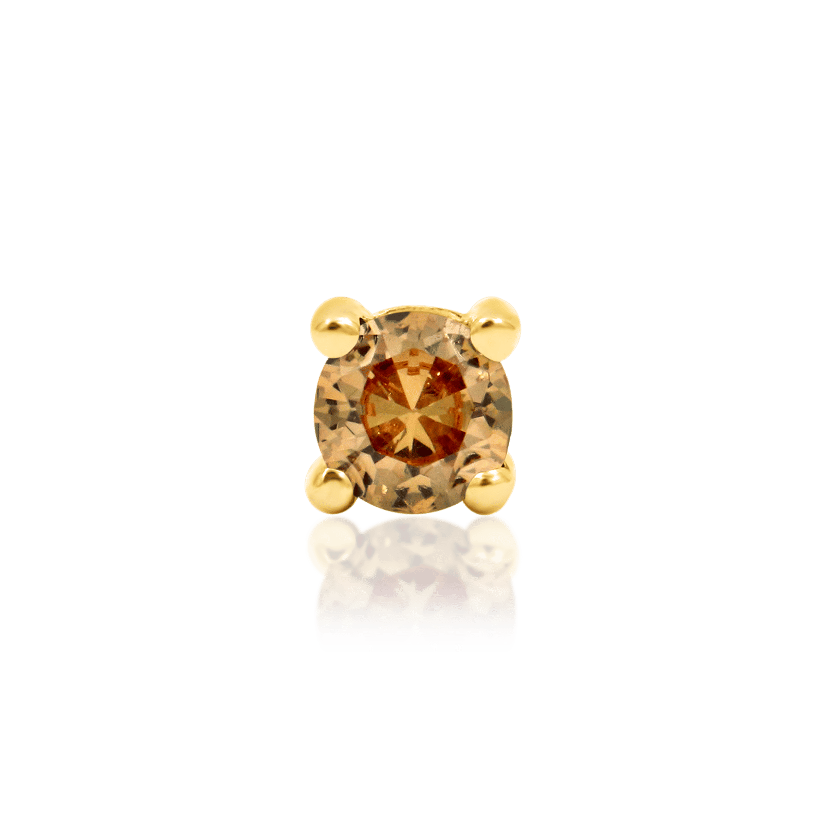 Junipurr Geneva Threadless Decorative End 14k Gold Dark Champagne CZ