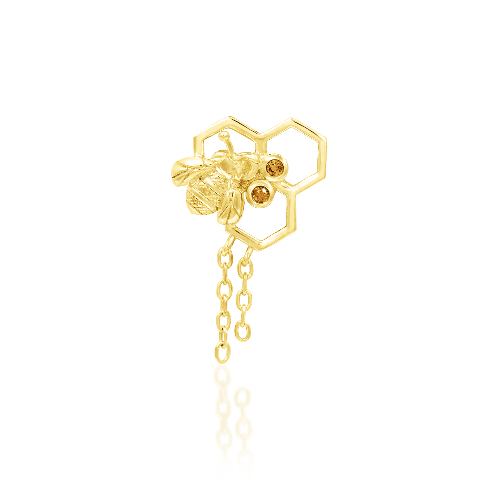 Junipurr Hivemind Decorative End 14k Gold Honeycomb Chain Drip