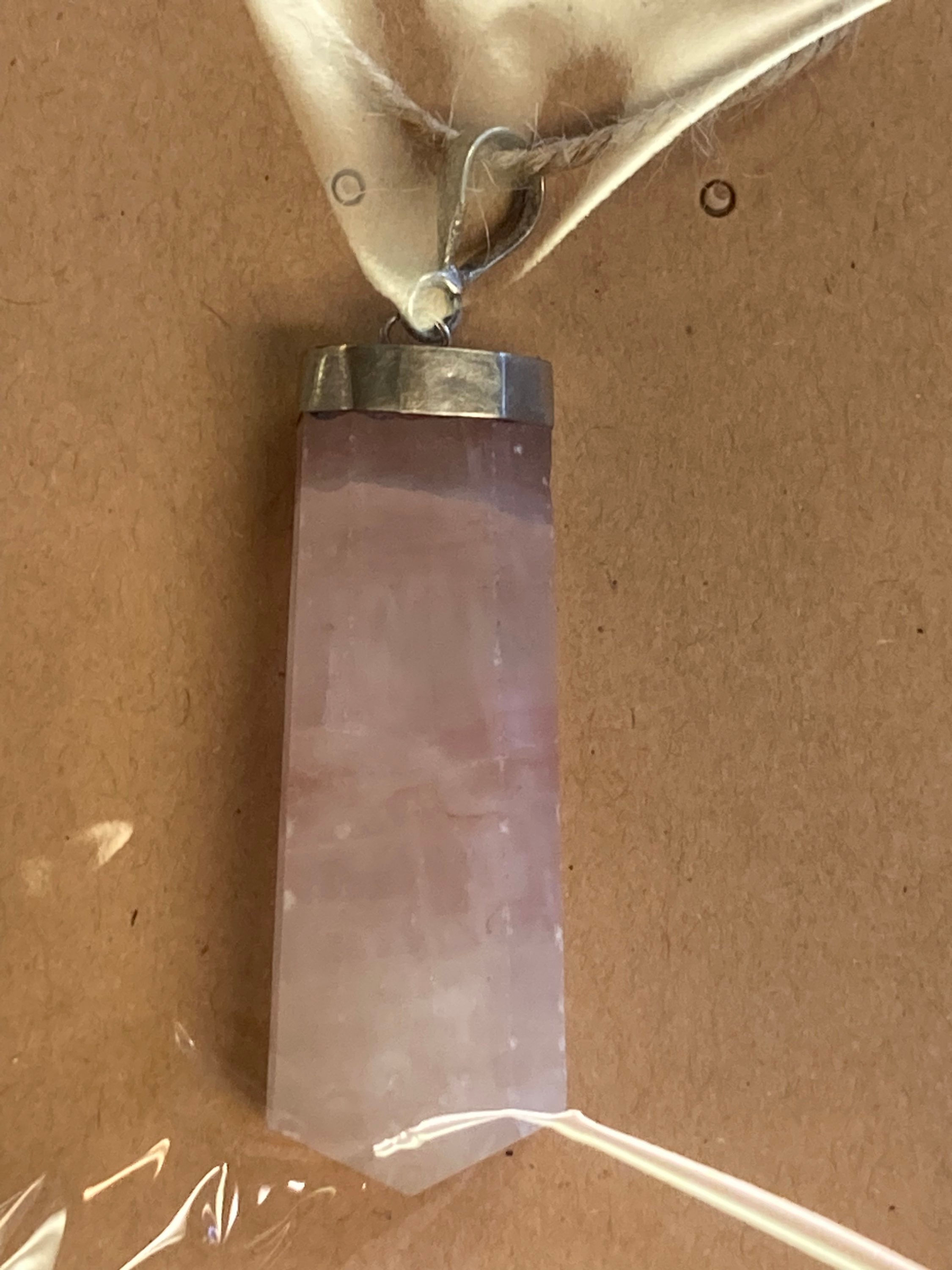 Strawberry Calcite Pendant (.925 silver)