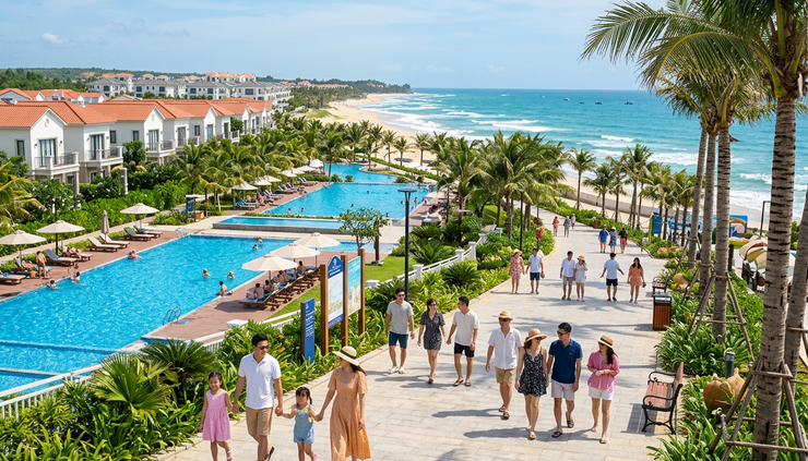 Góc rộng nhìn ra khu nghỉ dưỡng biển tại NovaWorld Phan Thiết