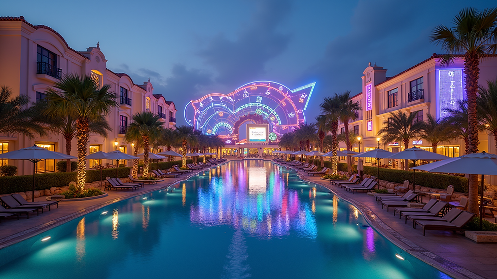 Wide angle view of the vibrant entertainment complex at NovaWorld Phan Thiết