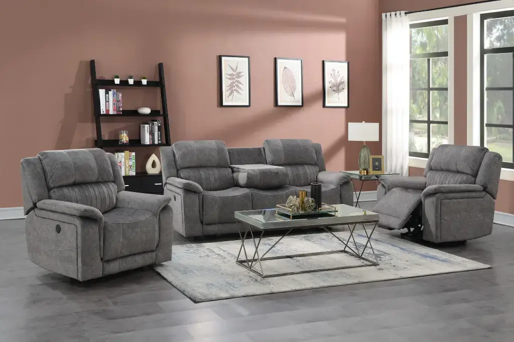 Hugo Grey Fabric Recliner Lounge Suite
