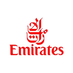 Emirates logo in red, representing the international airline company.