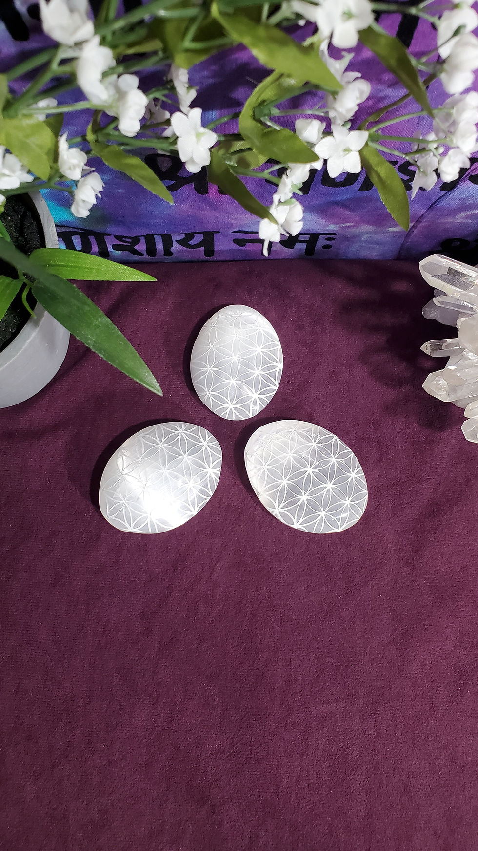 Thumbnail: Selenite Flower of Life Palm Stone