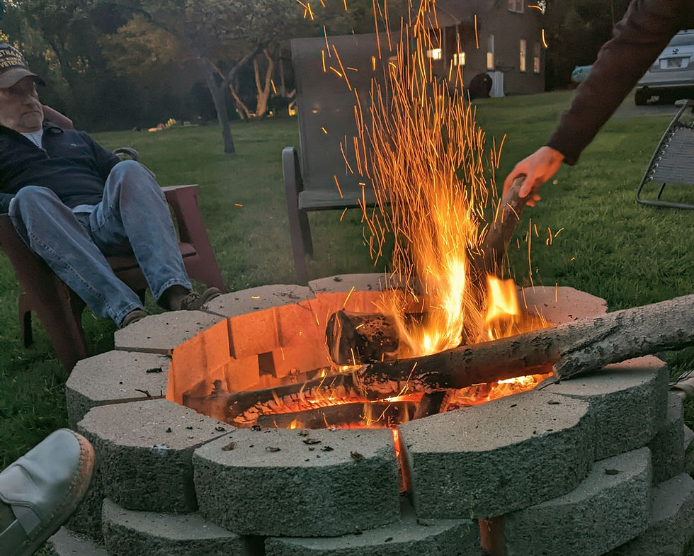 DISCONNECT — Quiet firepit corner at dusk