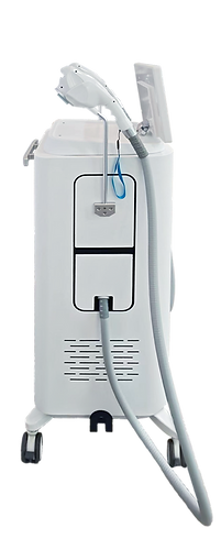 Side view of broad band light IPL beauty equipment with treatment handpieces by Heyi Lasers