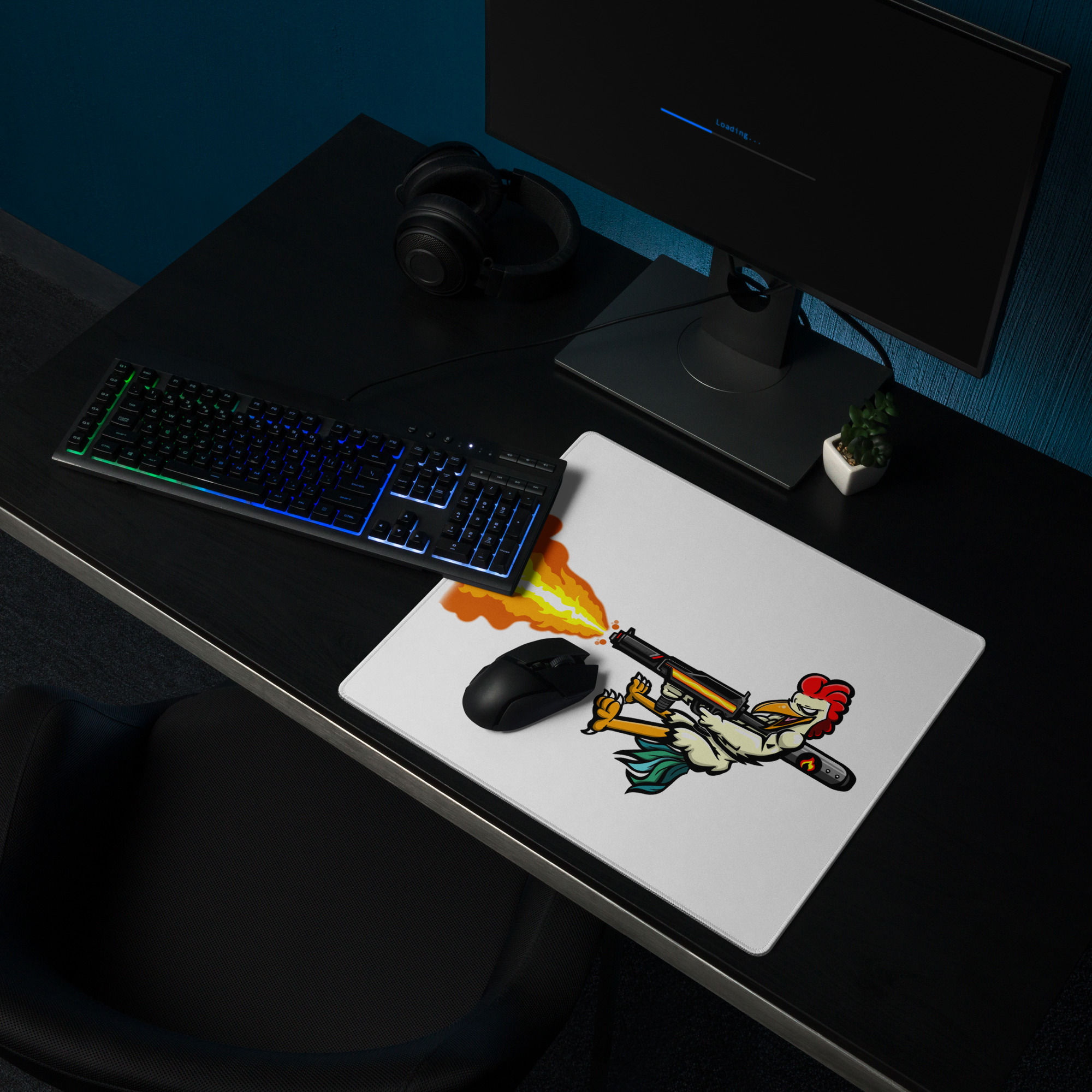 Fllamethrower Chicken Design | Gaming mouse pad