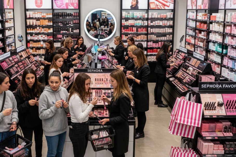 Shoppers of all ages in a Sephora store