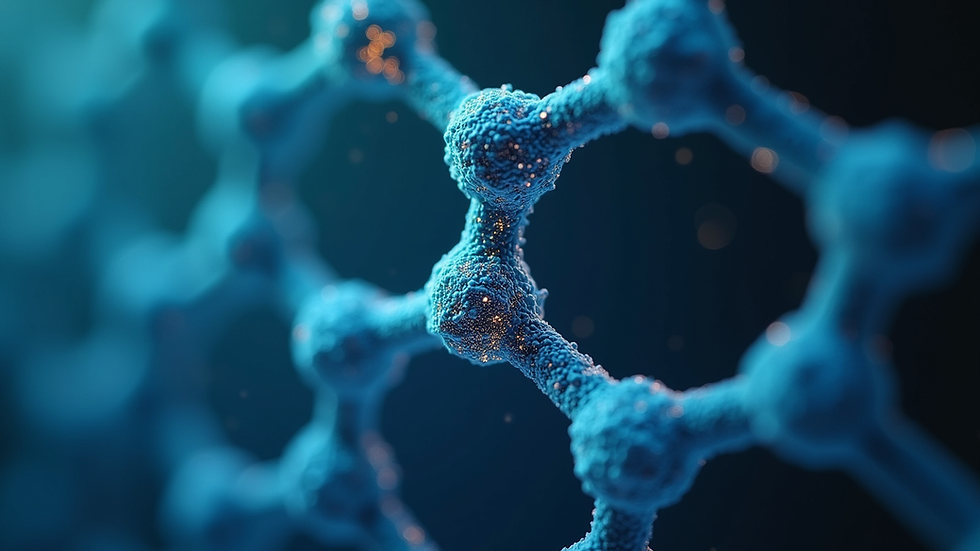Close-up view of peptide molecular structure on a digital screen