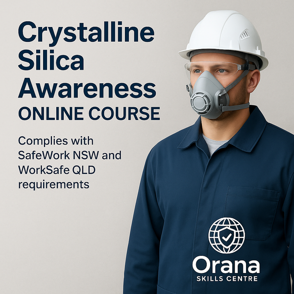 Worker working with crystalline silica, wearing respiratory protective equipment
