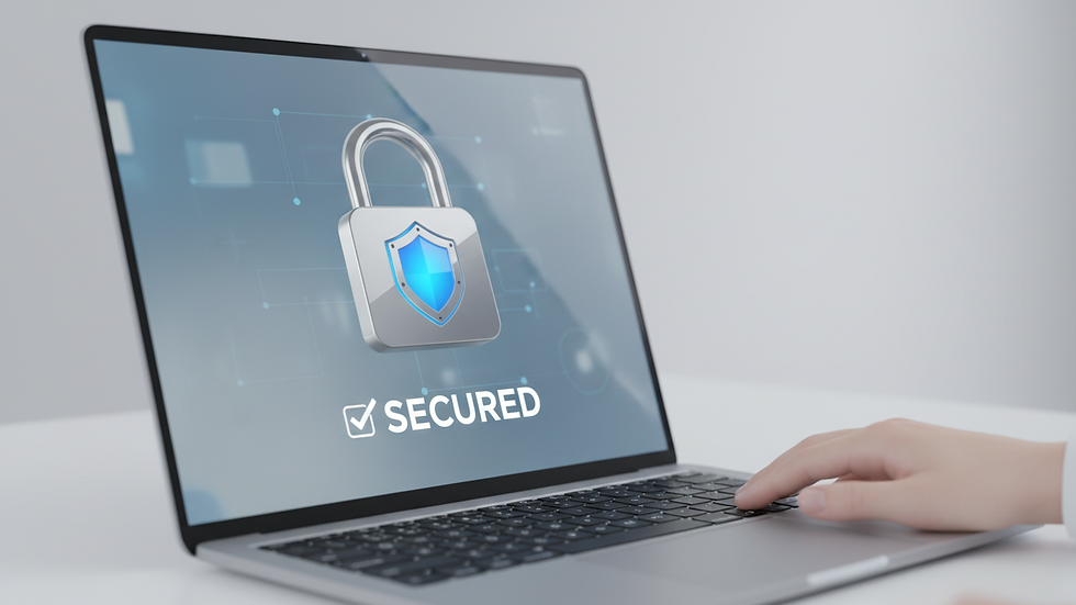 Close-up of a secure digital lock icon on a computer screen