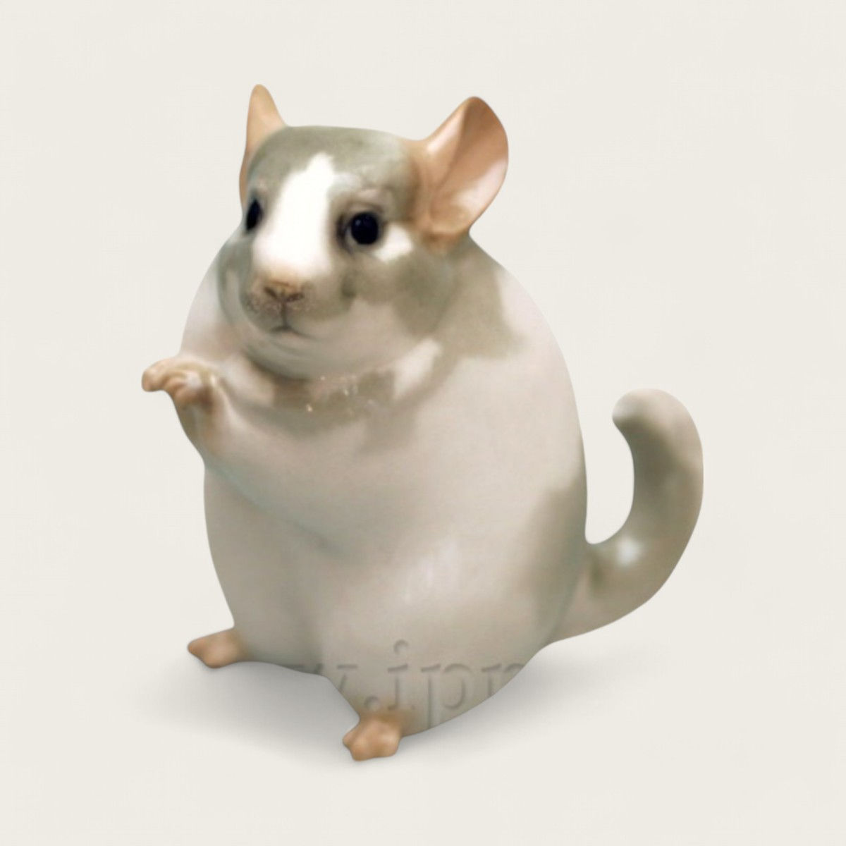 Escultura, Chinchilla gris de pie, porcelana imperial (Lomonosov)