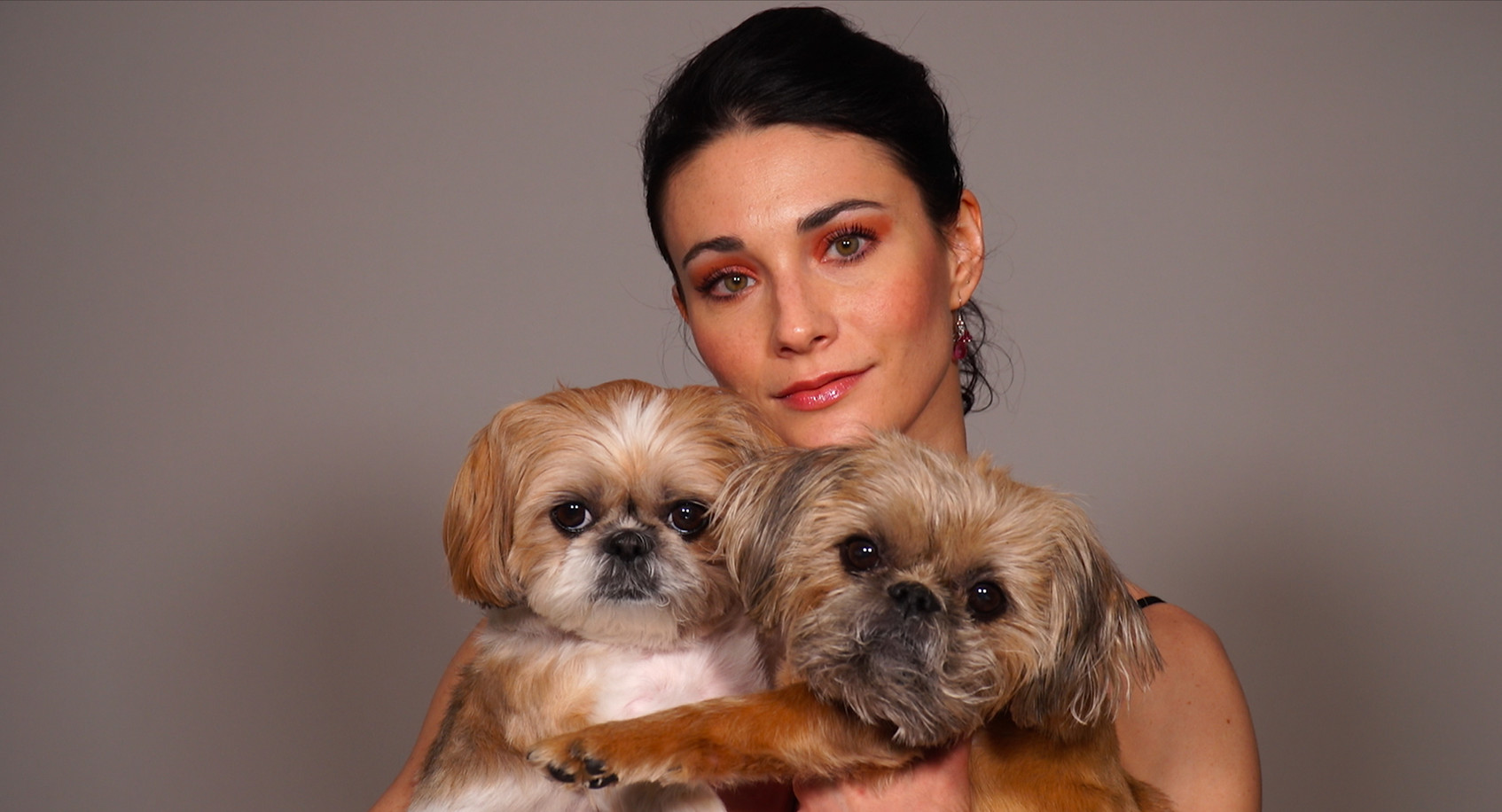 Sarah Lane Ballet Dancer with her two dogs Cora and Maya