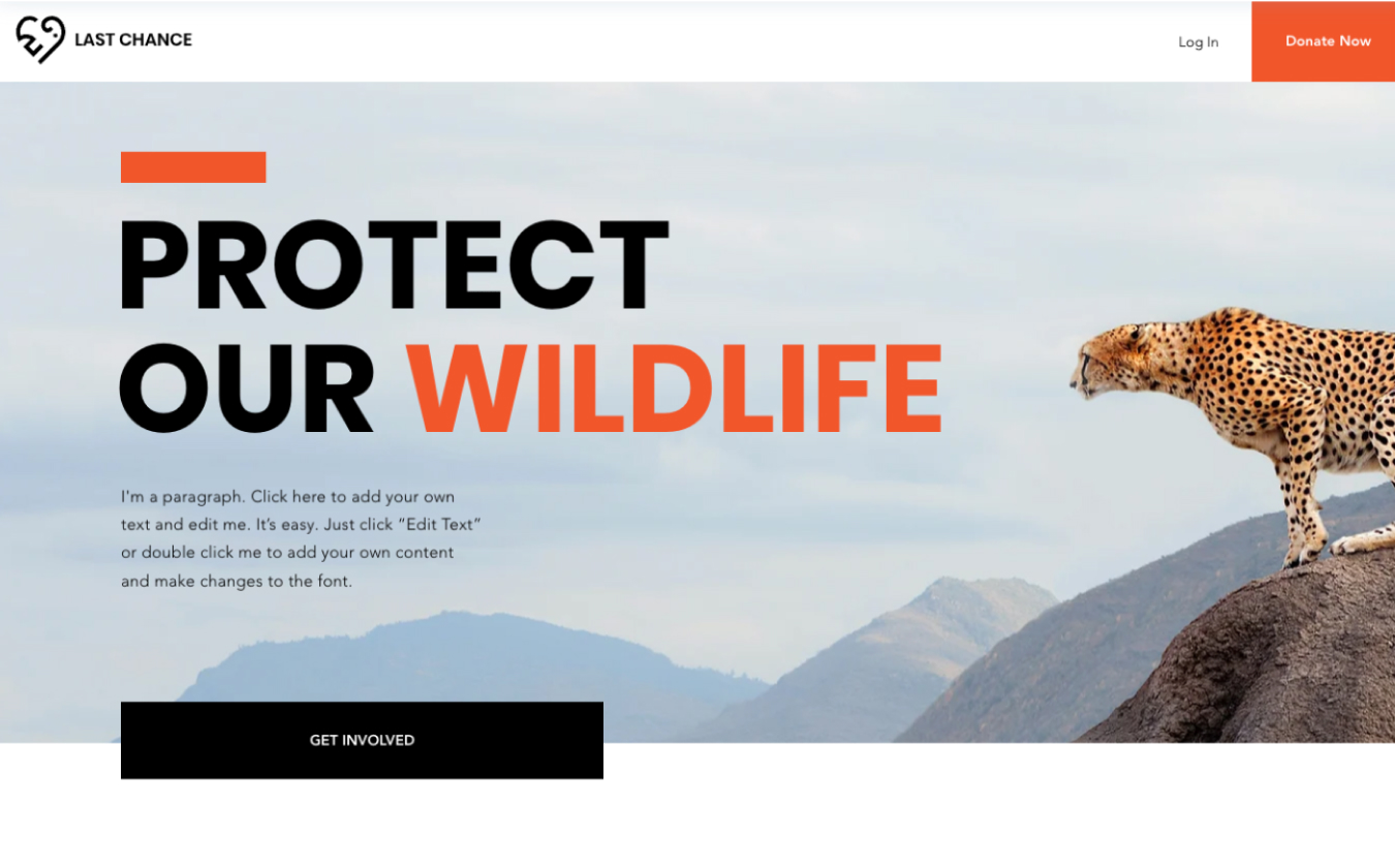 Template for a wildlife nonprofit organization.