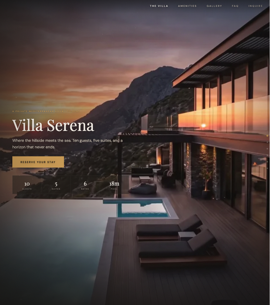 A site for a vacation villa connected to Wix Headless for forms and a CMS