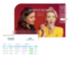 Makeup artist applying makeup on a client, fully synced online and offline store inventory on Wix POS.