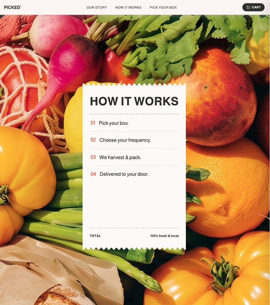 A fresh produce subscription site connected to Wix Headless for eCommerce capabilities