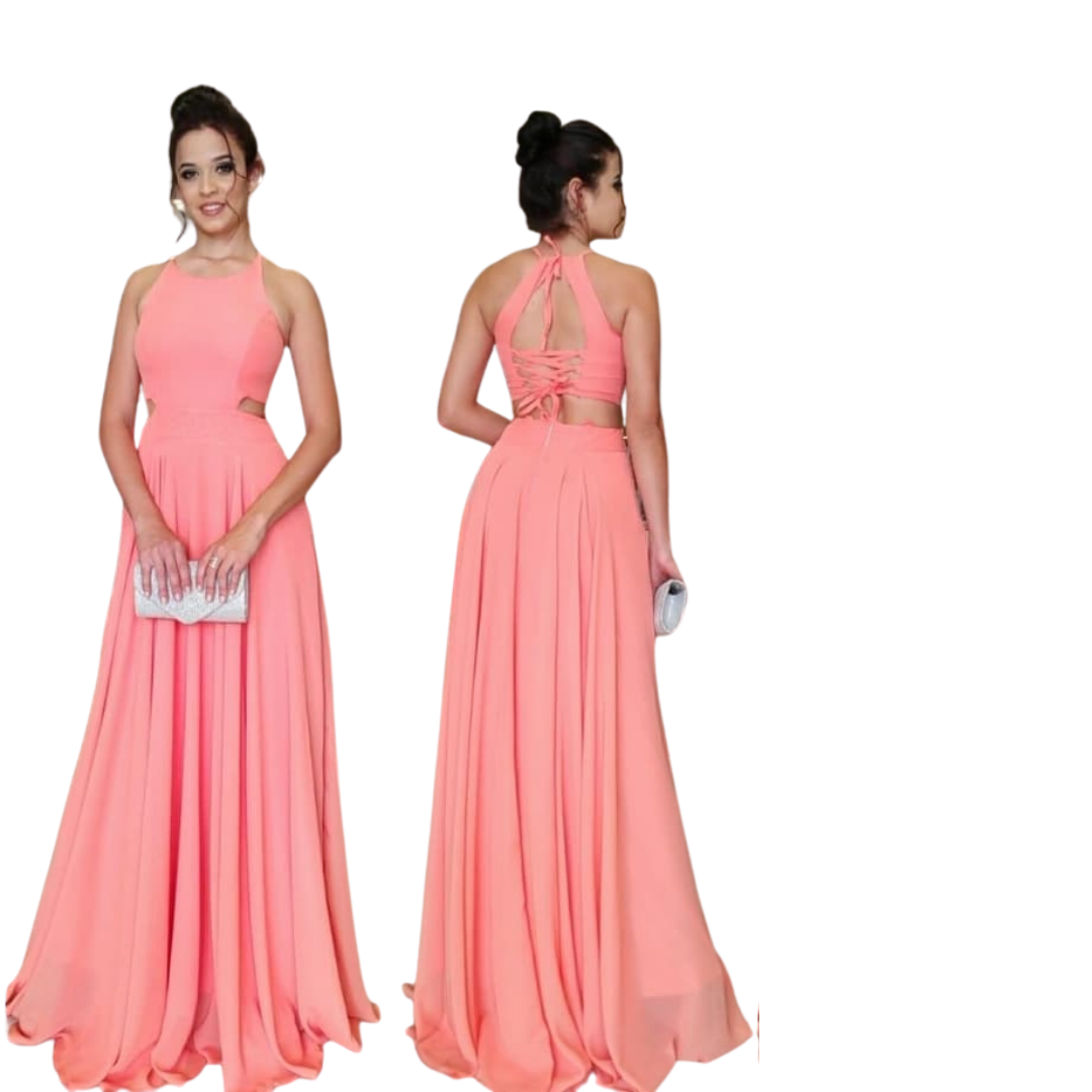 Vestido longo coral