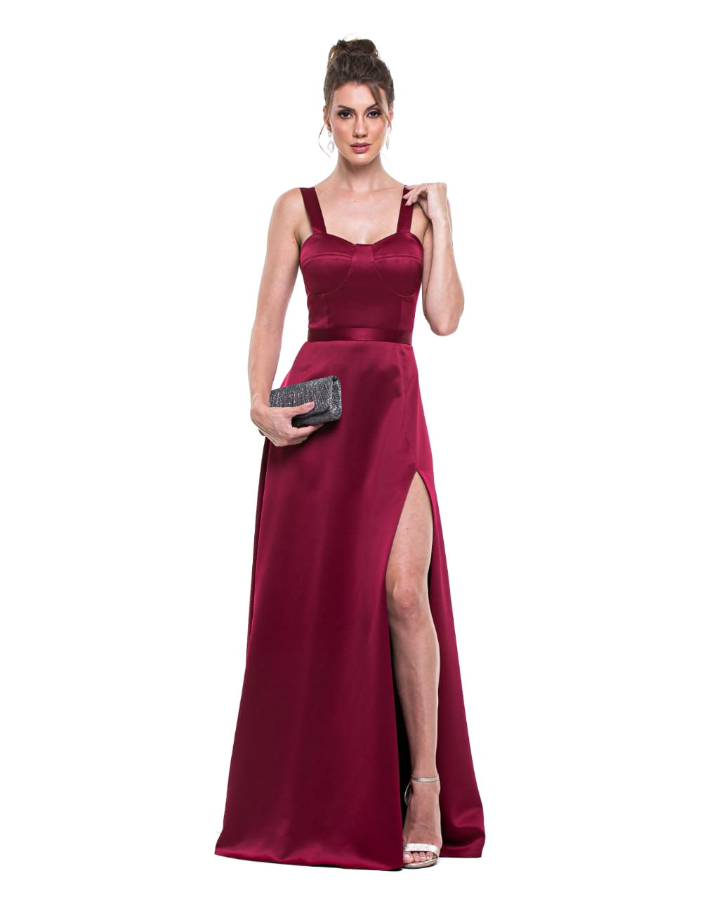 vestido de festa marsala sereia com fenda
