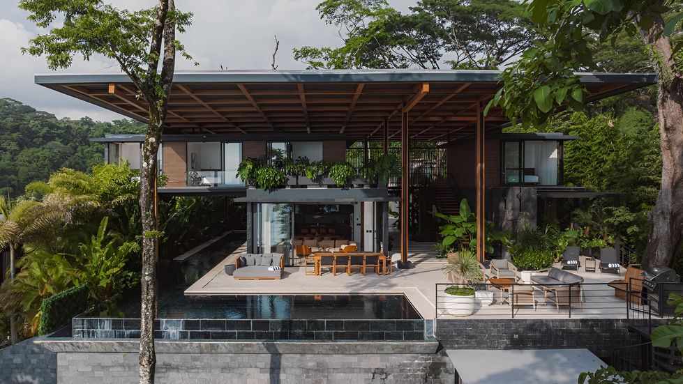 Outdoor living space imagery curated by Cocoia Creative Agency for a luxury villa's Instagram feed, specifically targeting high-net-worth travelers in Central America.